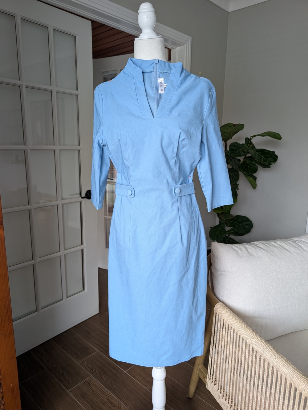 NWOT Vintage Style Pencil Dress Sky Blue Women's Sheath Dress Small